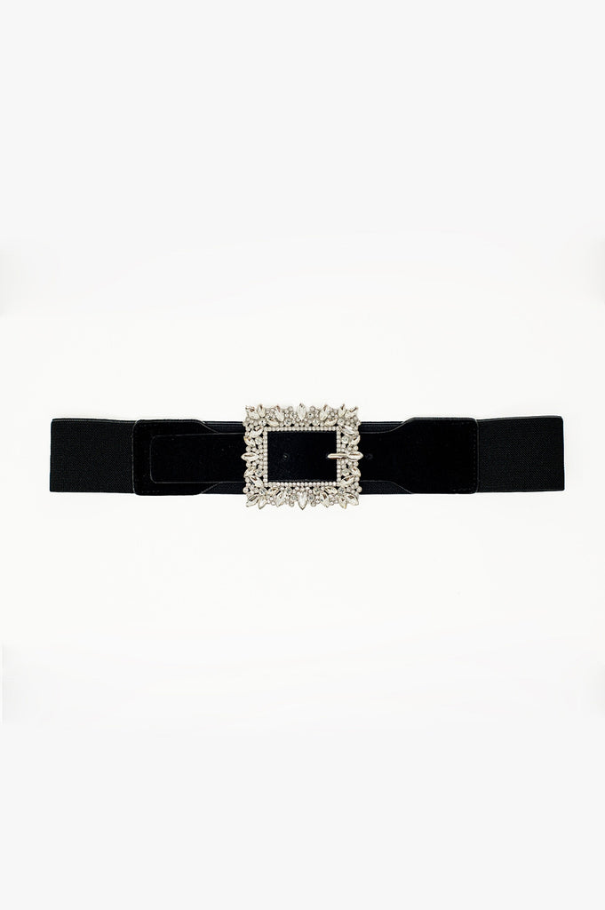 Q2 Black Belt with rhinestones and adjustable elastic