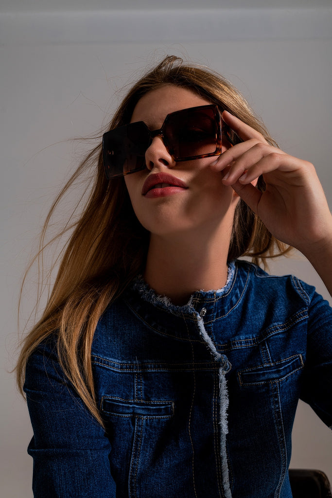 Q2 Oversized Square Sunglasses In brown