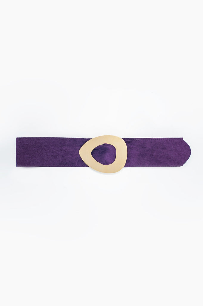 Q2 Suede buckle waist and hip belt in purple